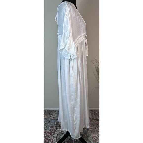 Bohemian Beach Maxi Dress One Size White Gauze Swimsuit Coverup Oversized - Picture 7 of 8